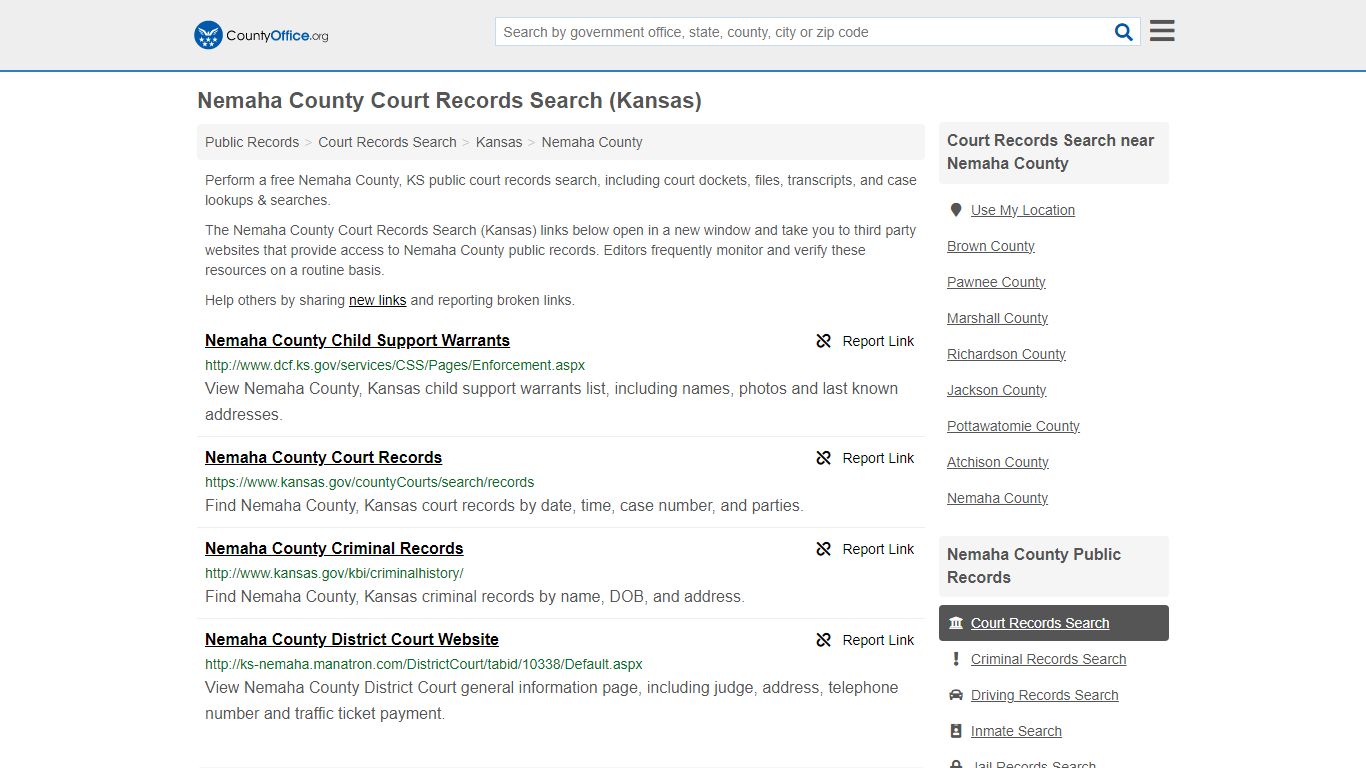 Nemaha County Court Records Search (Kansas) - County Office