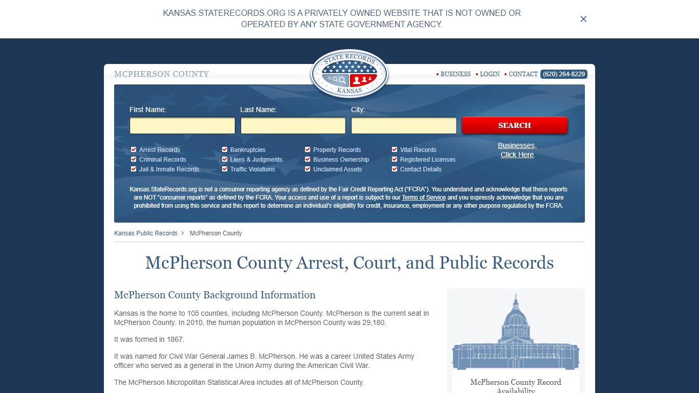 McPherson County Arrest, Court, and Public Records